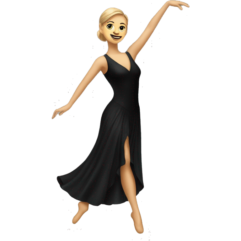 caucasian woman jazz dancer black attire emoji