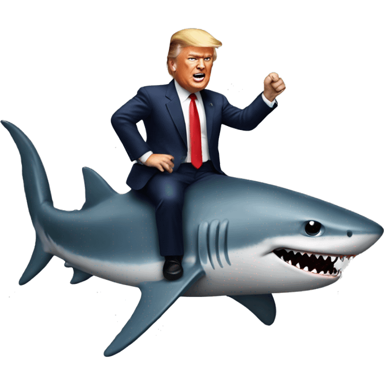 Trump riding a shark emoji