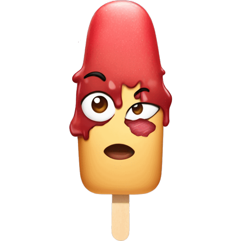 woman eating flesh colored popsicle emoji