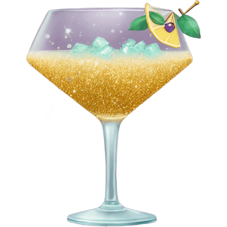 Glasses of cocktails and glitter emoji