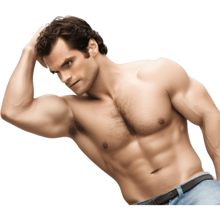 Henry Cavill's glistening upper body and natural underarm allure. emoji