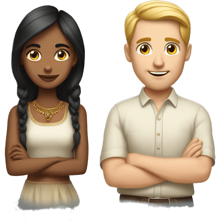 Attractive indian girl and white man emoji