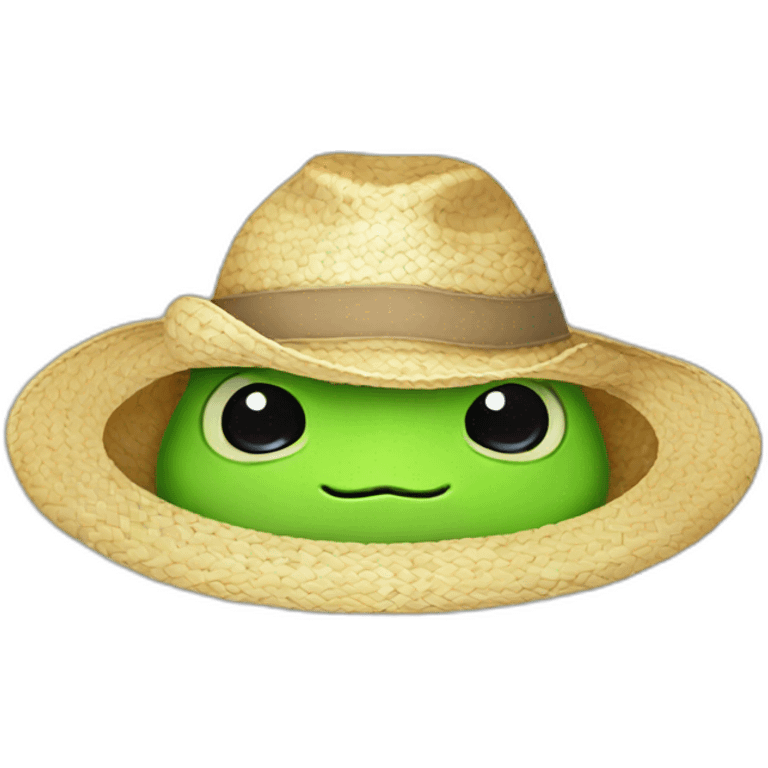 Cute Frog straw hat emoji