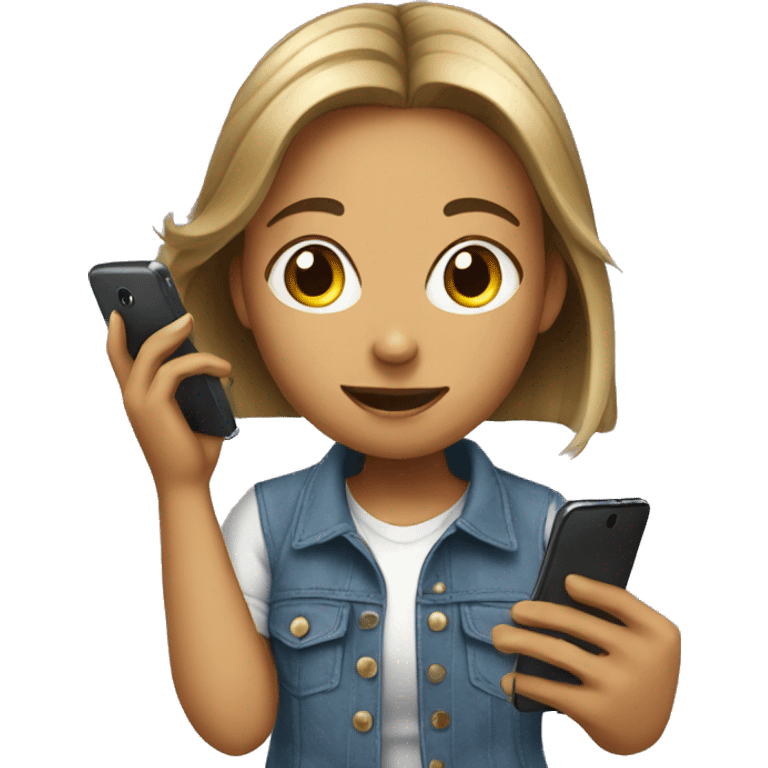 girl with phone indoors emoji