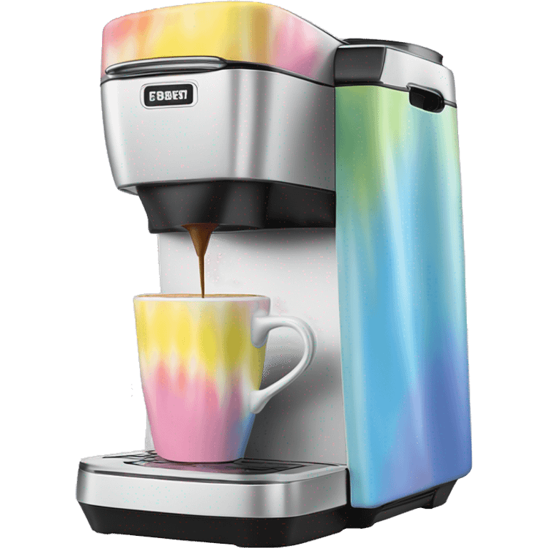 Realistic pastel tie dye keurig coffee machine  emoji