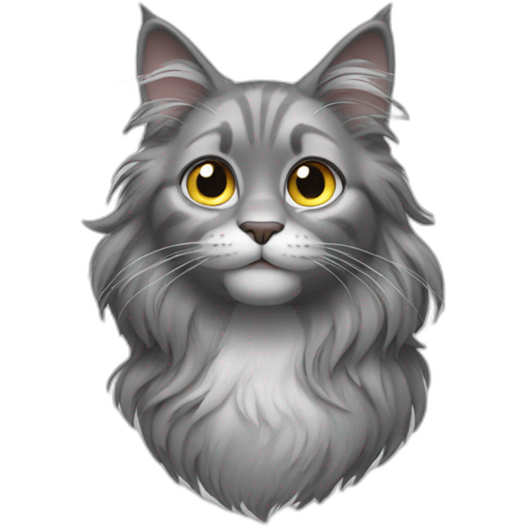 Pixar long hair cat grey emoji