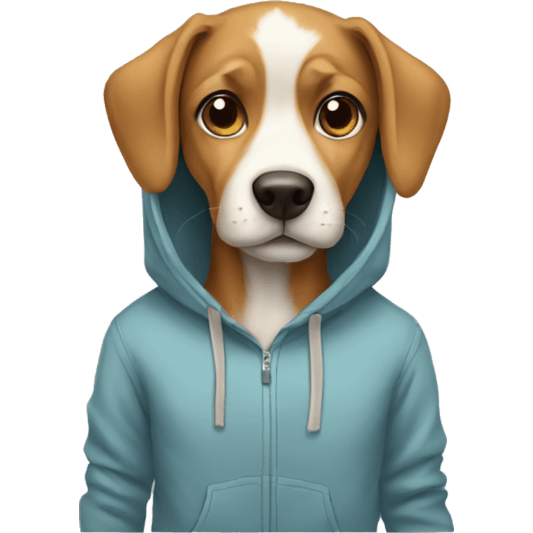 Dog wearing the hoodie emoji