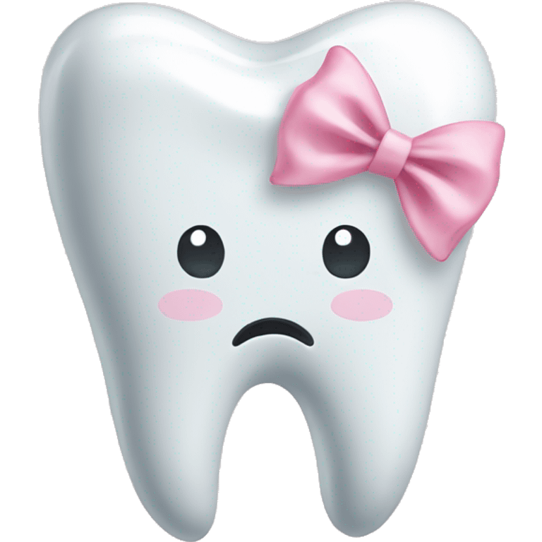 Simple tooth with a light pink bow emoji