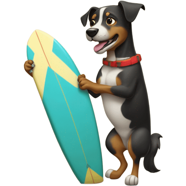 Un perro en una tabla de surf emoji