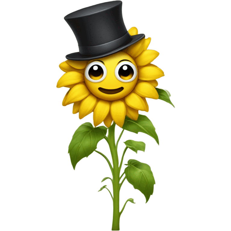 sunflower with a face wearing a top hat  emoji