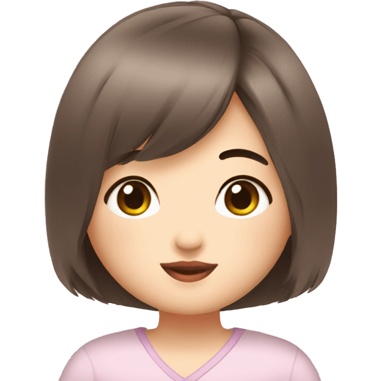 girl short bob cut chubby cheeks asian emoji