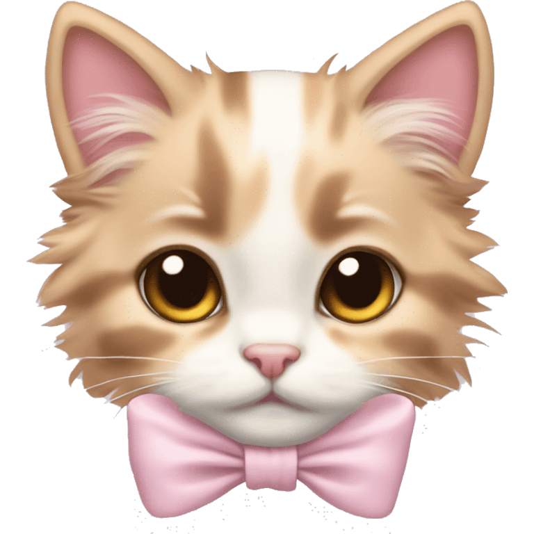 calico fluffy kitten pale pink bow emoji