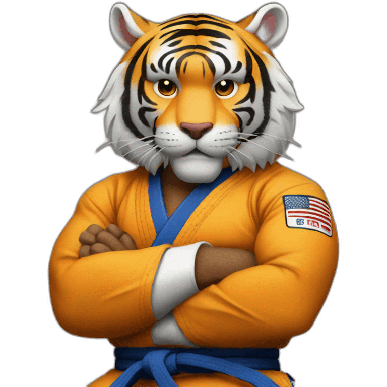 Tiger jiu jitsu with his arms crossed emoji