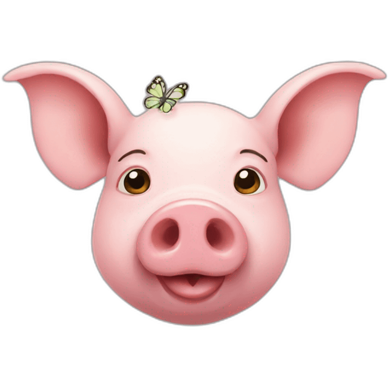 A pig with a little butterfly on his head emoji