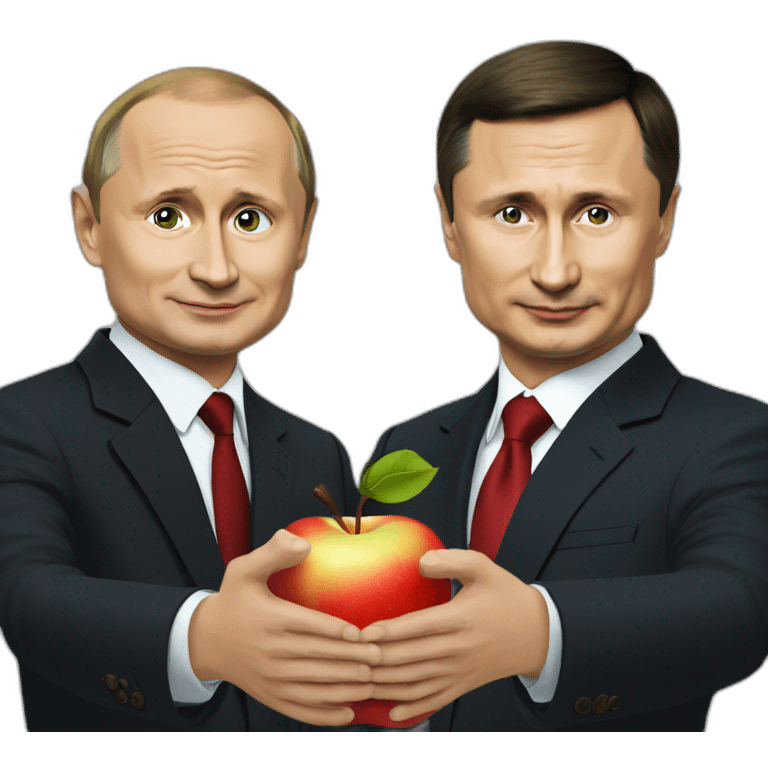 Zelensky and Putin ate a apple  emoji