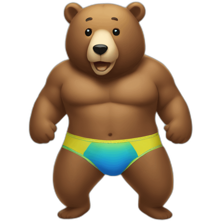 Bear in Speedo on a beach emoji