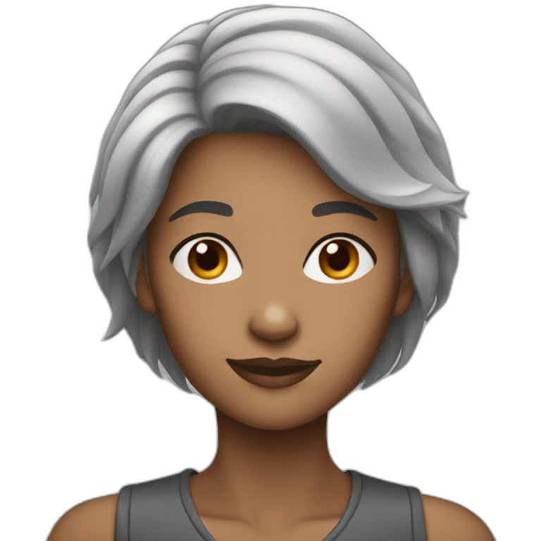 young woman gray hair emoji