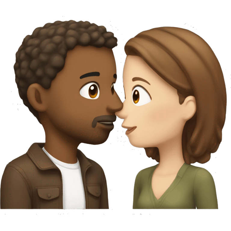 white guy with brown short hair kissing her white girlfriend with log brown hair emoji