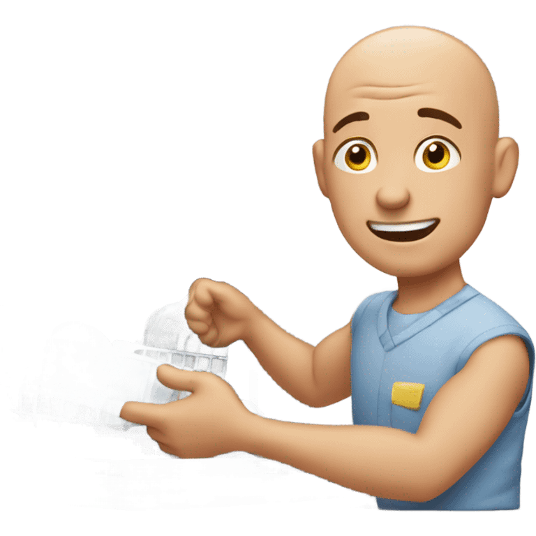 Bald man fixing dishwasher  emoji