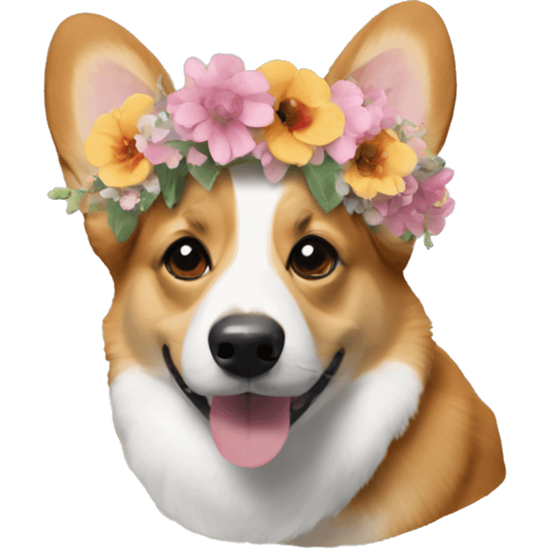 Corgi dog wearing a flower crown  emoji