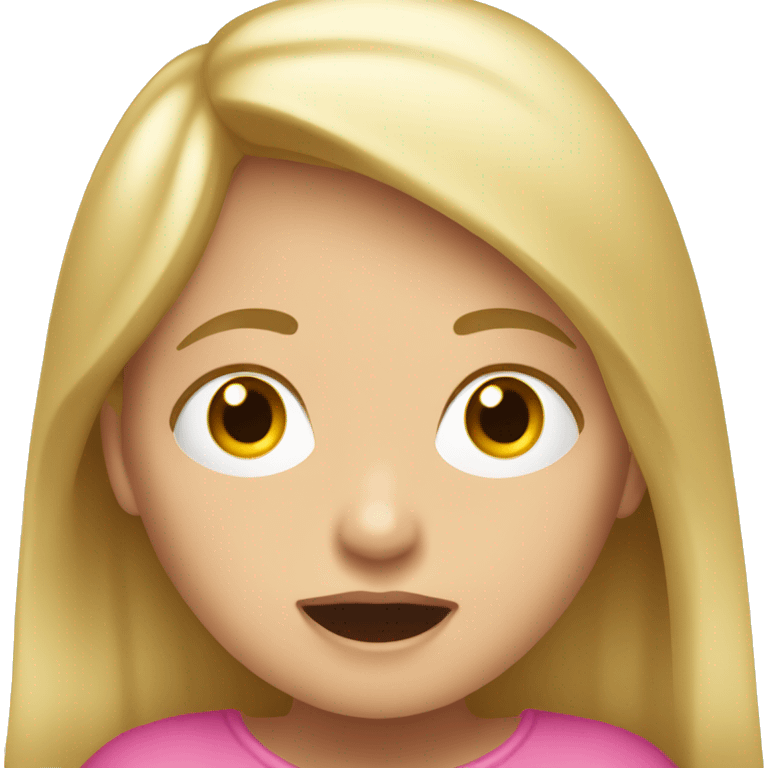 Una niña rubia enojada sacando la lengua  emoji