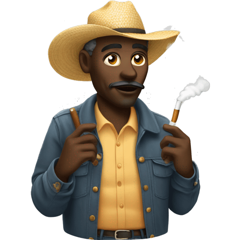 Black farmer smoking a cigarette  emoji