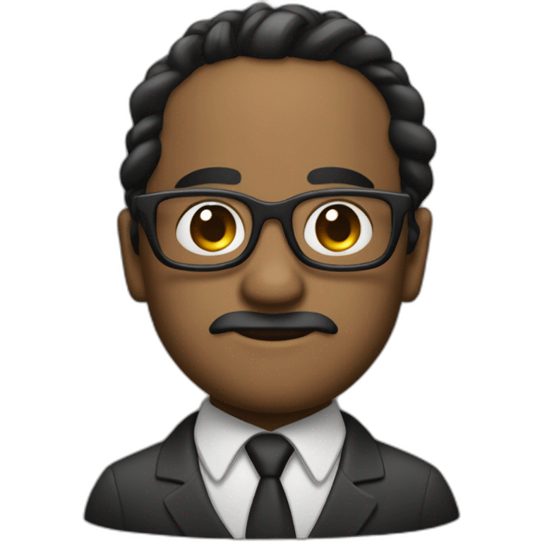 MAFIA BOSS WITH DARK HAIR in a braid AND GLASSES darker skin and a bindi emoji