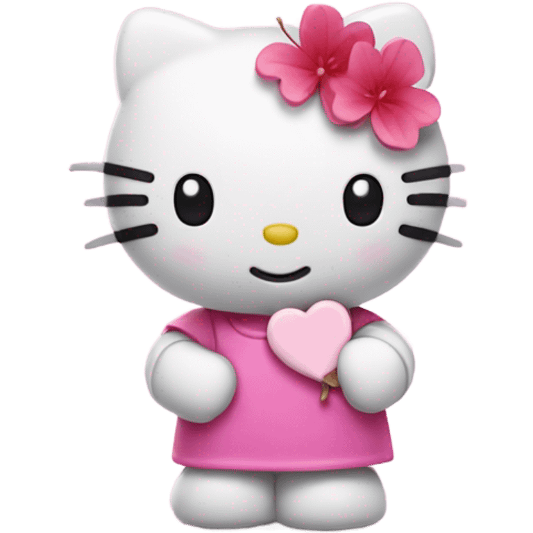 Hello kitty holding Pink maple leaf emoji