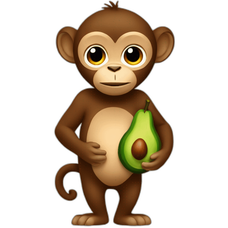 brown monkey holding avocado emoji