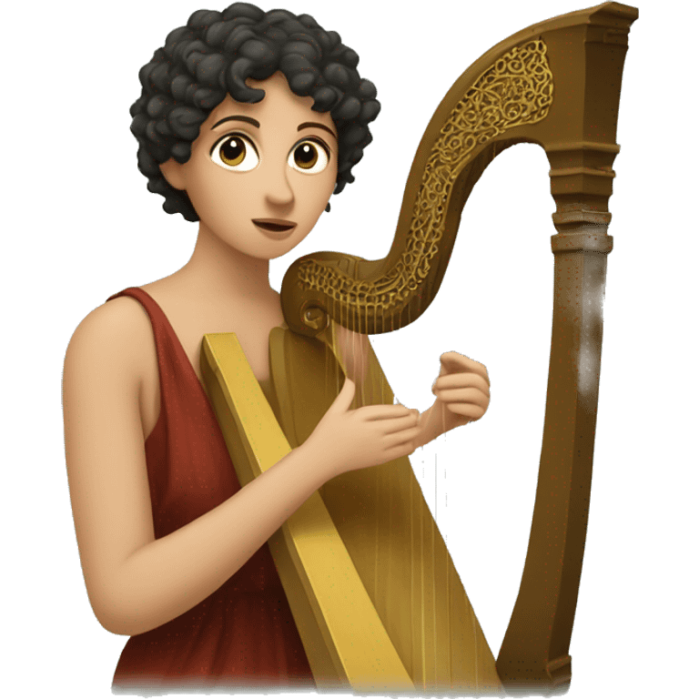 Sappho a harp in his hand emoji