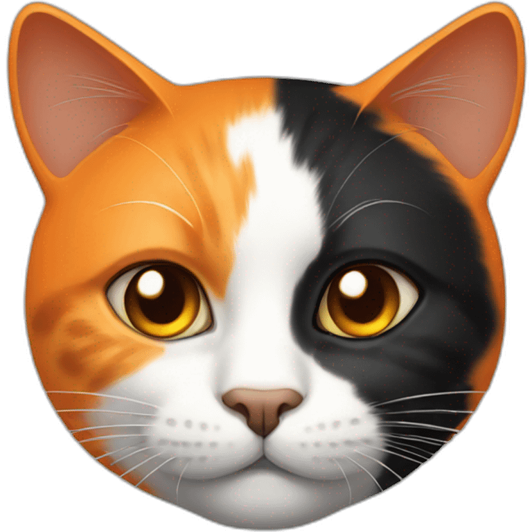 Orange white black cat head emoji