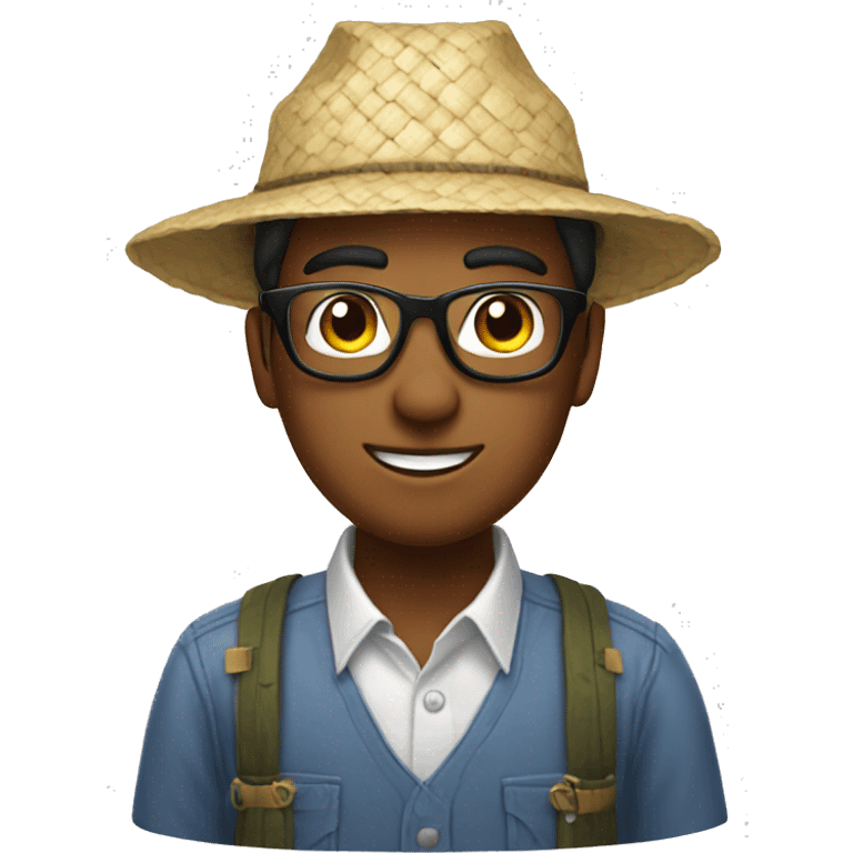 nerd with a rice farmer hat emoji