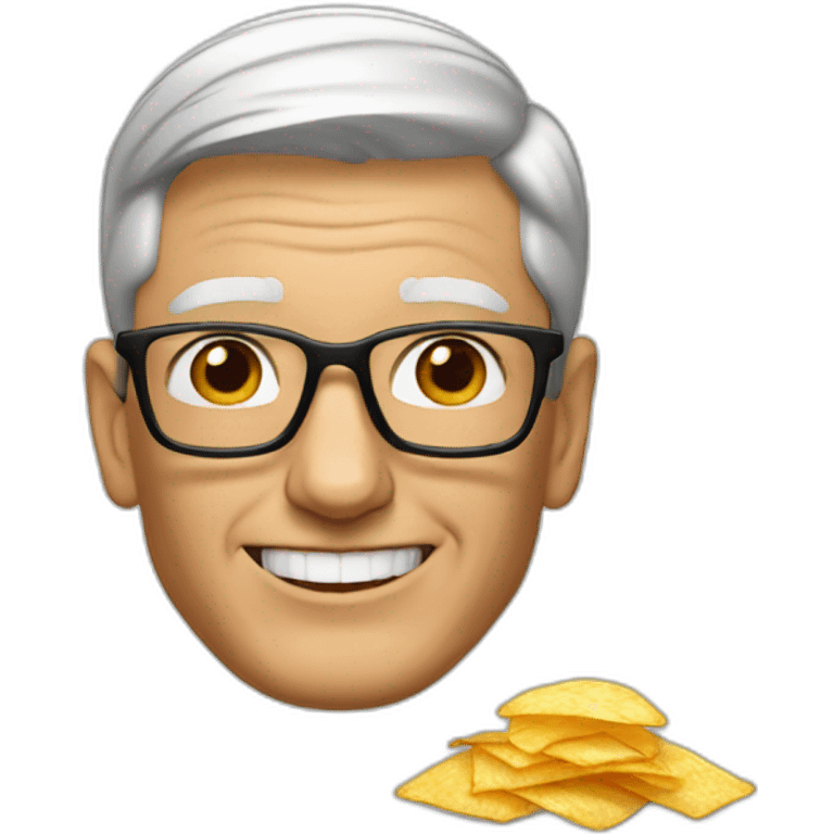 tim cook with potato chips emoji