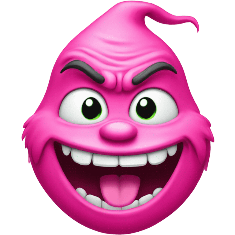 Pink fleshy Grinch grinning emoji