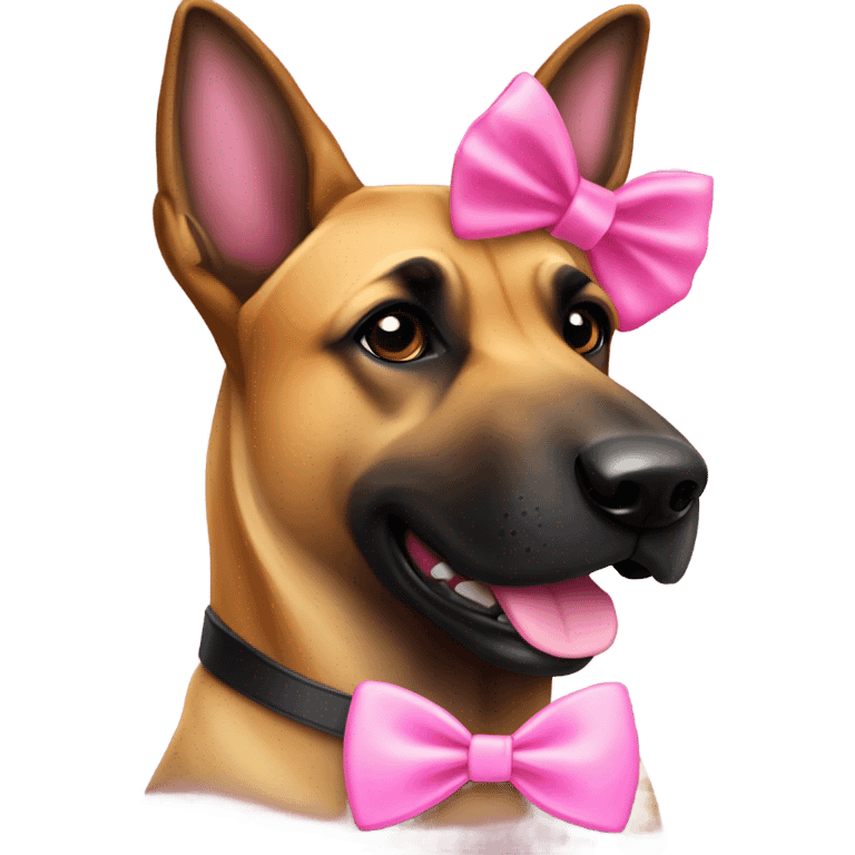 belgian malinois dog with pink bow emoji