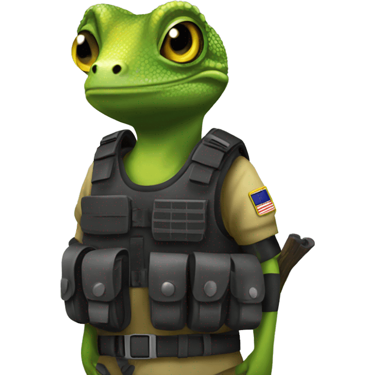 a gecko as an SAS member with a bulletproof vest  emoji