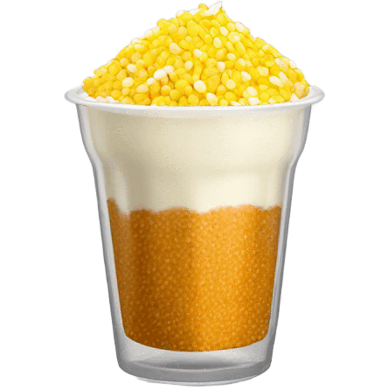 Elote con mayonesa y chili powder en vaso emoji