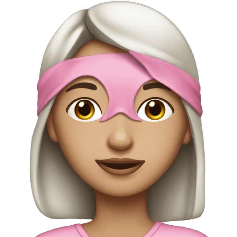 Pretty brunette with pink sleep mask emoji