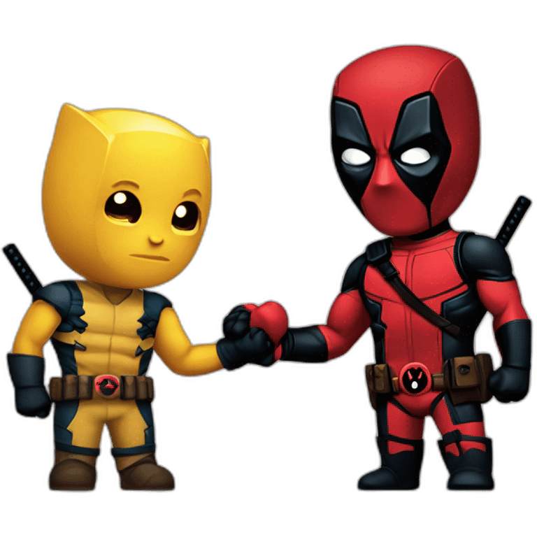 Deadpool and Wolverine holding hands emoji