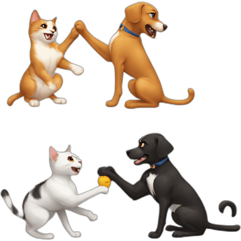 Cat fight a dog emoji