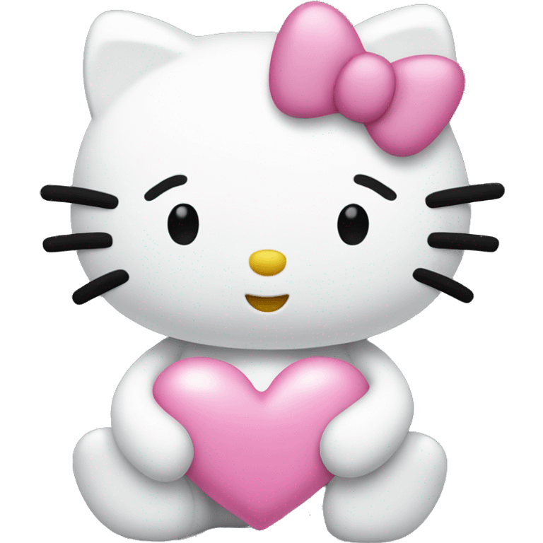 Hello kitty with a pink heart emoji