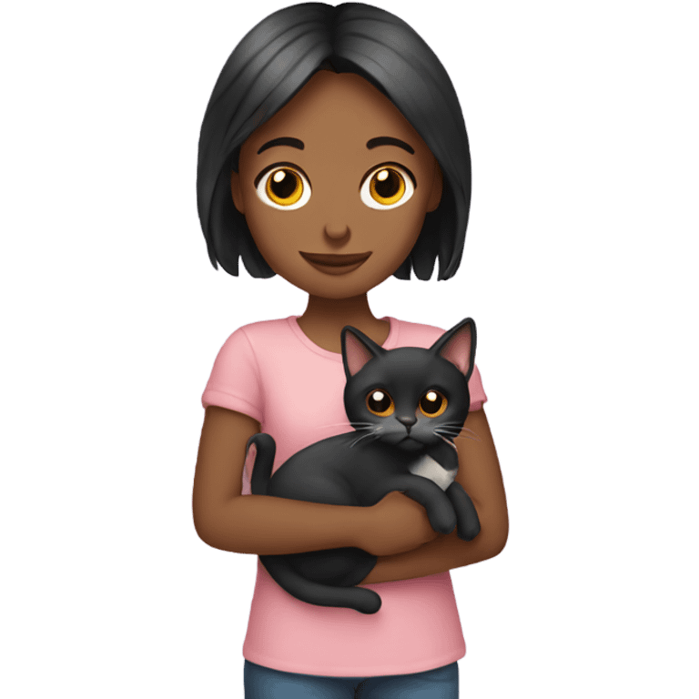 Girl holding a cat emoji