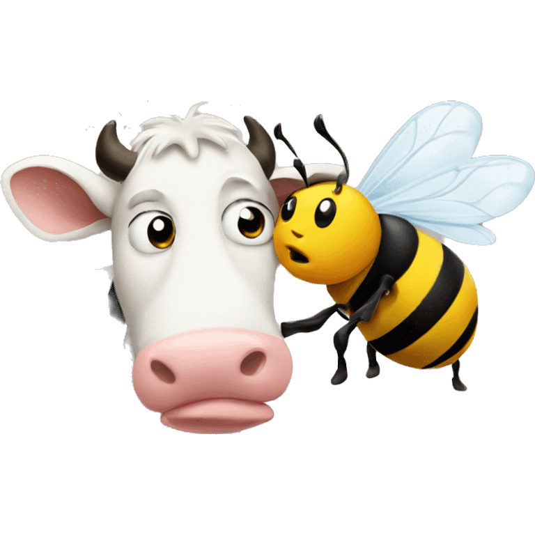 cow making out with a bee emoji