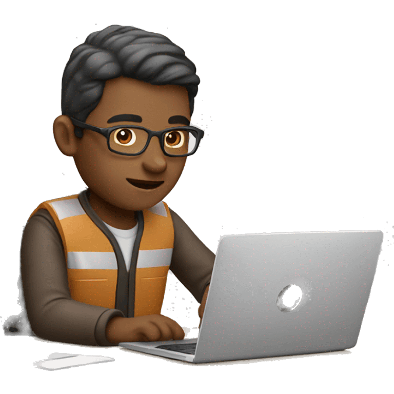 man working on laptop with light brown skin tone emoji