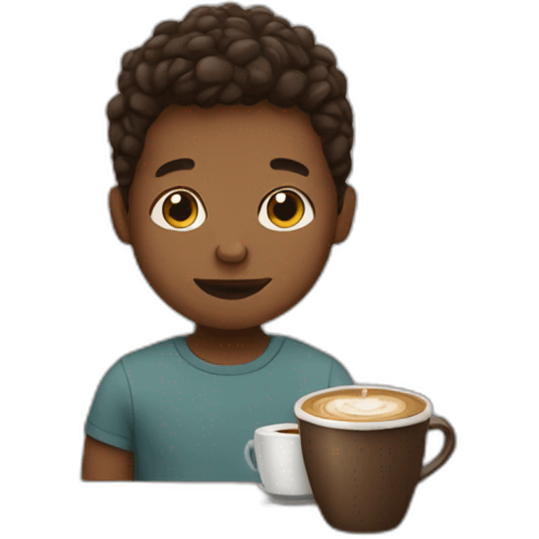 Boy with coffee emoji