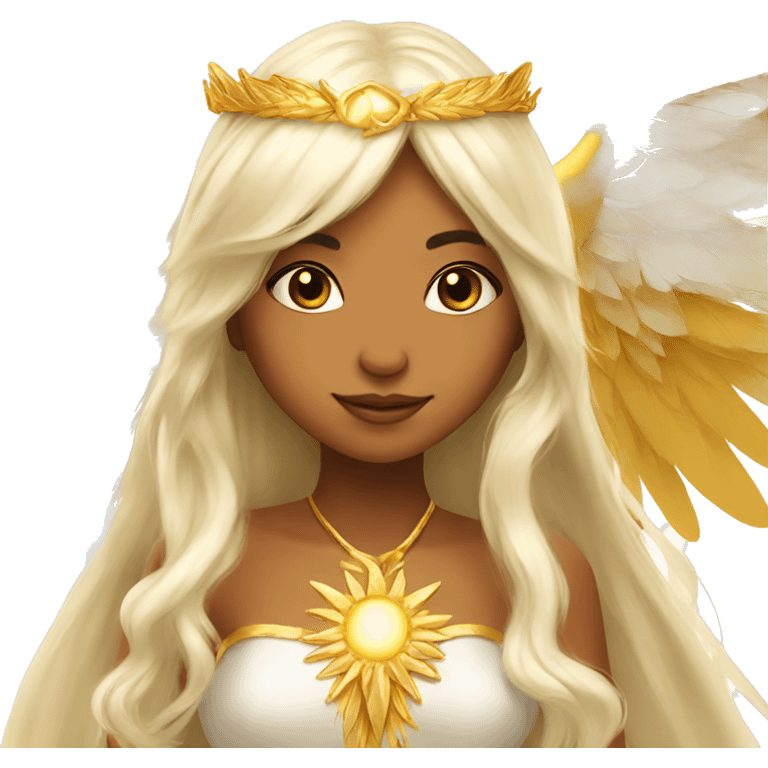 big wings, sun, gold, Beautiful, fairy, long hair emoji