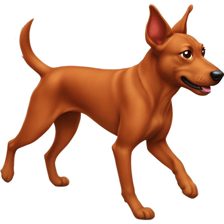 realistic solid red dog with pointed ears running emoji