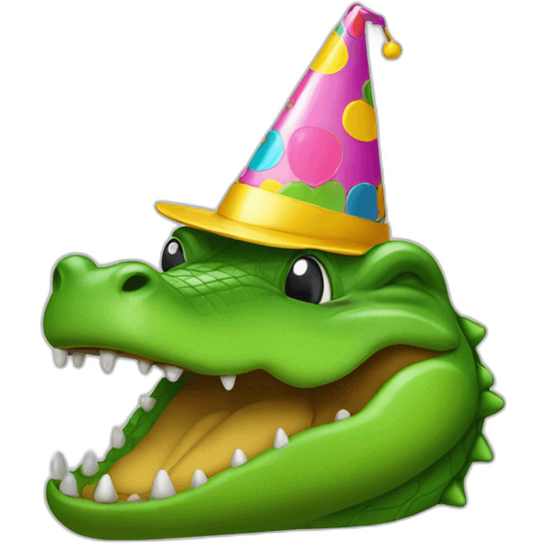 Alligator with a party hat emoji