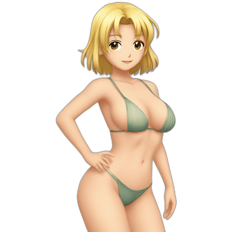 misato katsuragi nue, full-body, bikini emoji