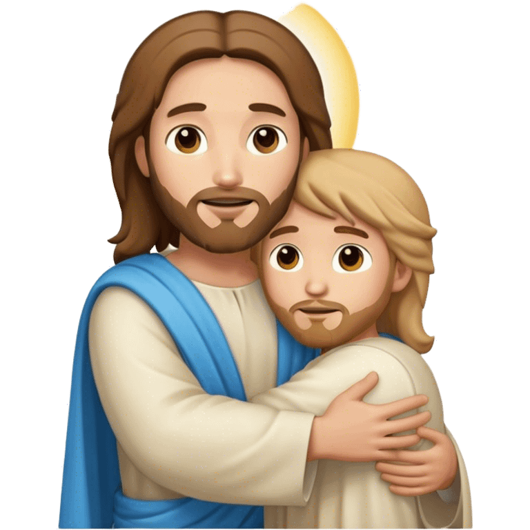 Jesus holding out a hug emoji